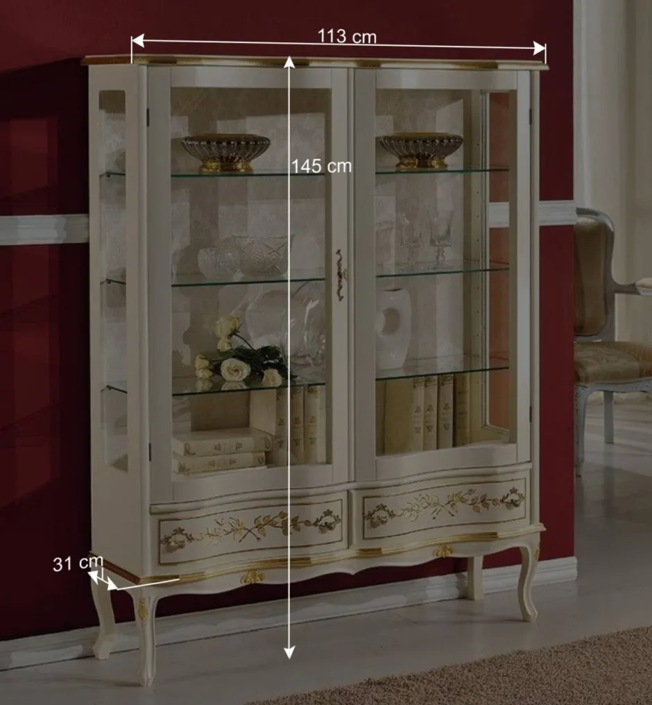 Barock Design Vitrine in Weiß & Gold - Iviada^Wohnen Clearance