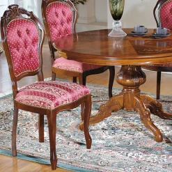 Barock Essgruppe mit Tisch rund Magari & 4 Polsterstühlen Rot (fünfteilig)^Wohnen Hot
