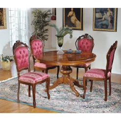 Barock Essgruppe mit Tisch rund Magari & 4 Polsterstühlen Rot (fünfteilig)^Wohnen Hot