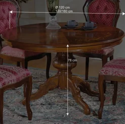 Barock Essgruppe mit Tisch rund Magari & 4 Polsterstühlen Rot (fünfteilig)^Wohnen Hot