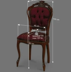 Barock Essgruppe mit Tisch rund Magari & 4 Polsterstühlen Rot (fünfteilig)^Wohnen Hot