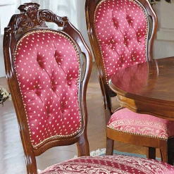 Barock Essgruppe mit Tisch rund Magari & 4 Polsterstühlen Rot (fünfteilig)^Wohnen Hot