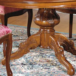 Barock Essgruppe mit Tisch rund Magari & 4 Polsterstühlen Rot (fünfteilig)^Wohnen Hot