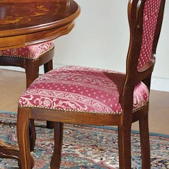 Barock Essgruppe mit Tisch rund Magari & 4 Polsterstühlen Rot (fünfteilig)^Wohnen Hot