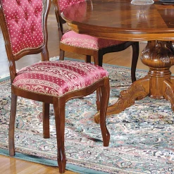 Barock Essgruppe mit Tisch rund Magari & 4 Polsterstühlen Rot (fünfteilig)^Wohnen Hot