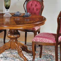 Barock Essgruppe mit Tisch rund Magari & 4 Polsterstühlen Rot (fünfteilig)^Wohnen Hot