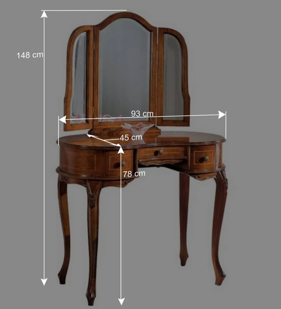 Barock Frisierkommode mit Spiegel Agosto in Nussbaum^Wohnen Outlet