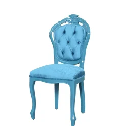 Wohnen Barock Polsterstuhl in Türkis Blau - Ciosda