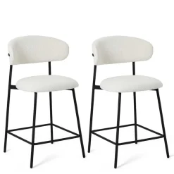 Wohnen Barstühle in Cremeweiß und Schwarz - Bean (2er Set)