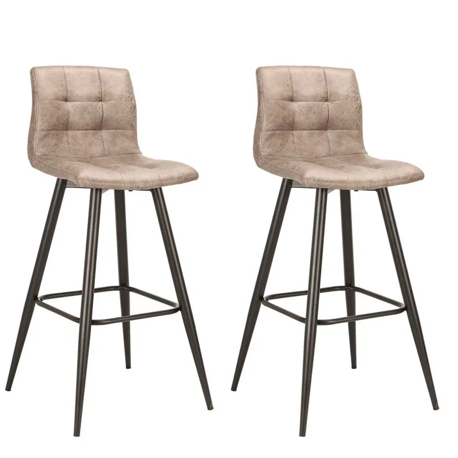 Wohnen Barstühle in Hellbraun Microfaser - Knox (2er Set)