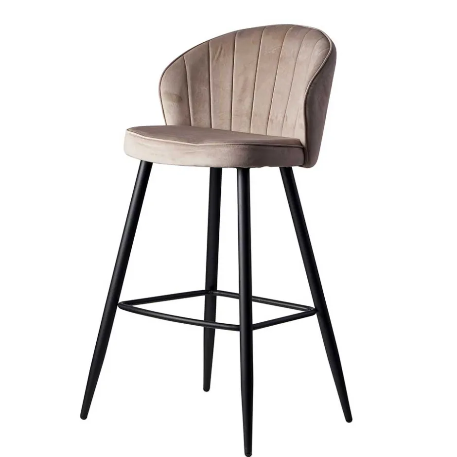 Barstuhl aus Samt in Beige - Narcissan^Wohnen Outlet