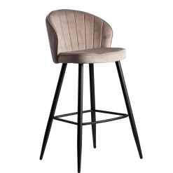 Barstuhl aus Samt in Beige - Narcissan^Wohnen Outlet