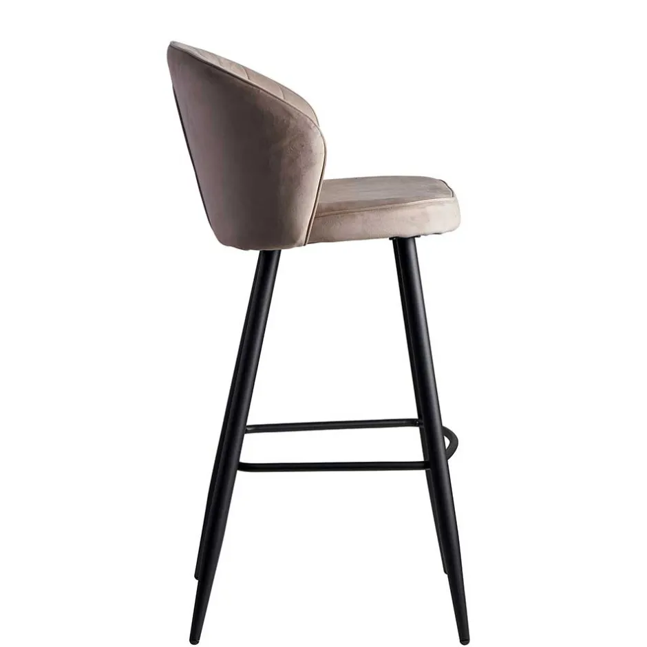 Barstuhl aus Samt in Beige - Narcissan^Wohnen Outlet