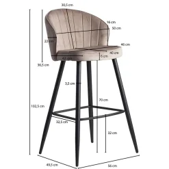 Barstuhl aus Samt in Beige - Narcissan^Wohnen Outlet