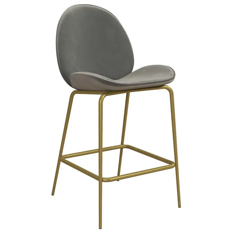 Wohnen Barstuhl in Hellgrau und Messing - Loreo