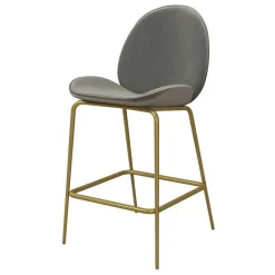 Wohnen Barstuhl in Hellgrau und Messing - Loreo