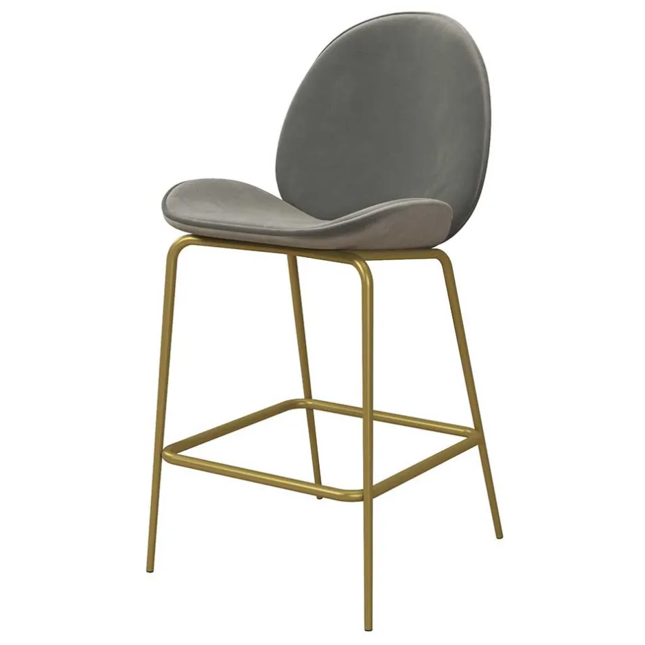 Wohnen Barstuhl in Hellgrau und Messing - Loreo