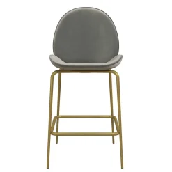 Wohnen Barstuhl in Hellgrau und Messing - Loreo