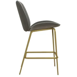 Wohnen Barstuhl in Hellgrau und Messing - Loreo