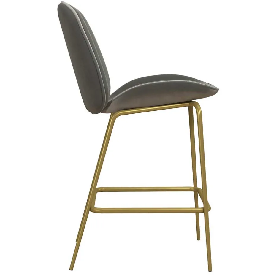 Wohnen Barstuhl in Hellgrau und Messing - Loreo