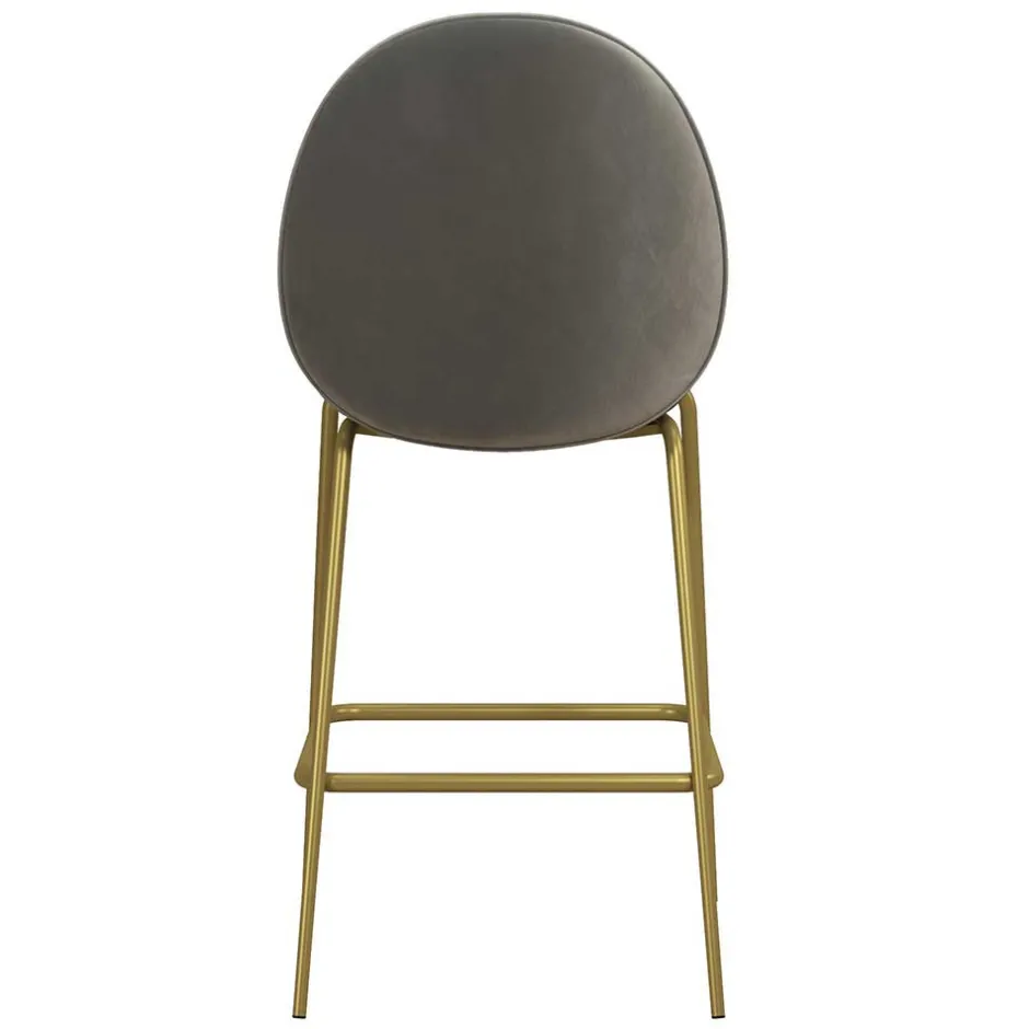 Wohnen Barstuhl in Hellgrau und Messing - Loreo