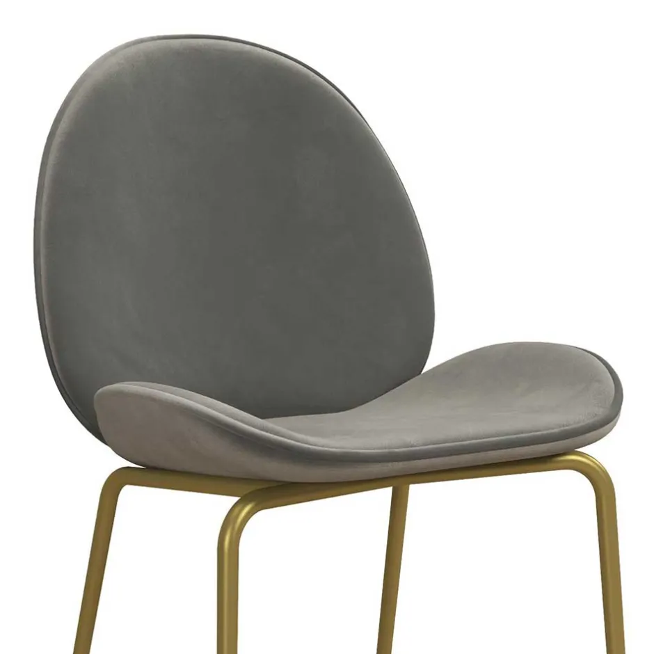 Wohnen Barstuhl in Hellgrau und Messing - Loreo