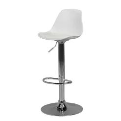 Wohnen Barstuhl mit Schalensitz in Weiß & Chrom - Vorgaz