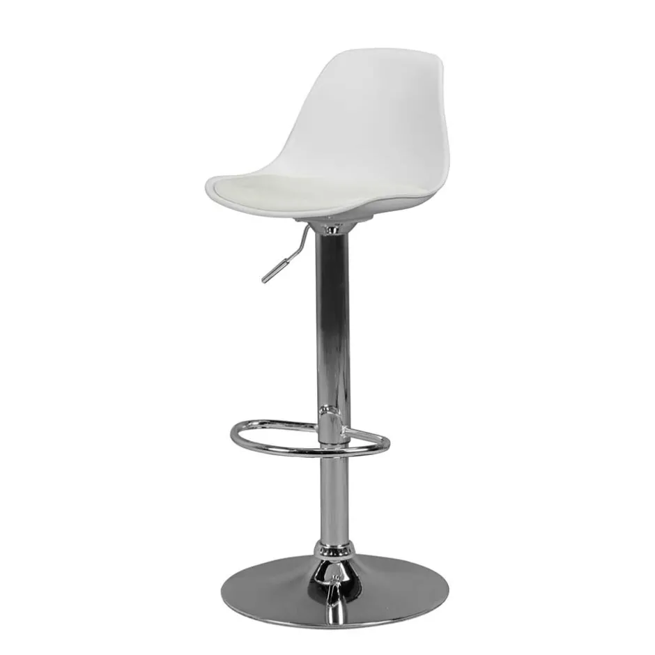 Wohnen Barstuhl mit Schalensitz in Weiß & Chrom - Vorgaz