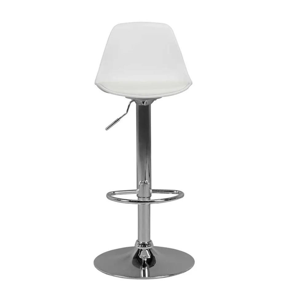 Wohnen Barstuhl mit Schalensitz in Weiß & Chrom - Vorgaz