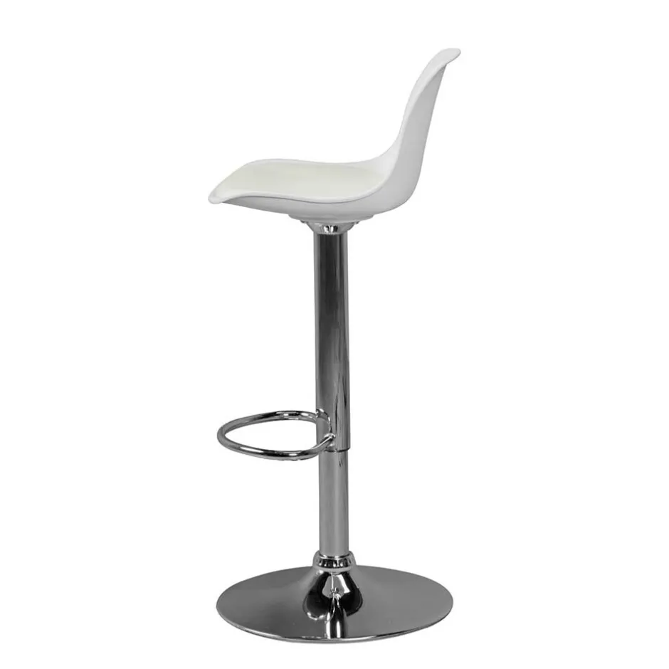 Wohnen Barstuhl mit Schalensitz in Weiß & Chrom - Vorgaz
