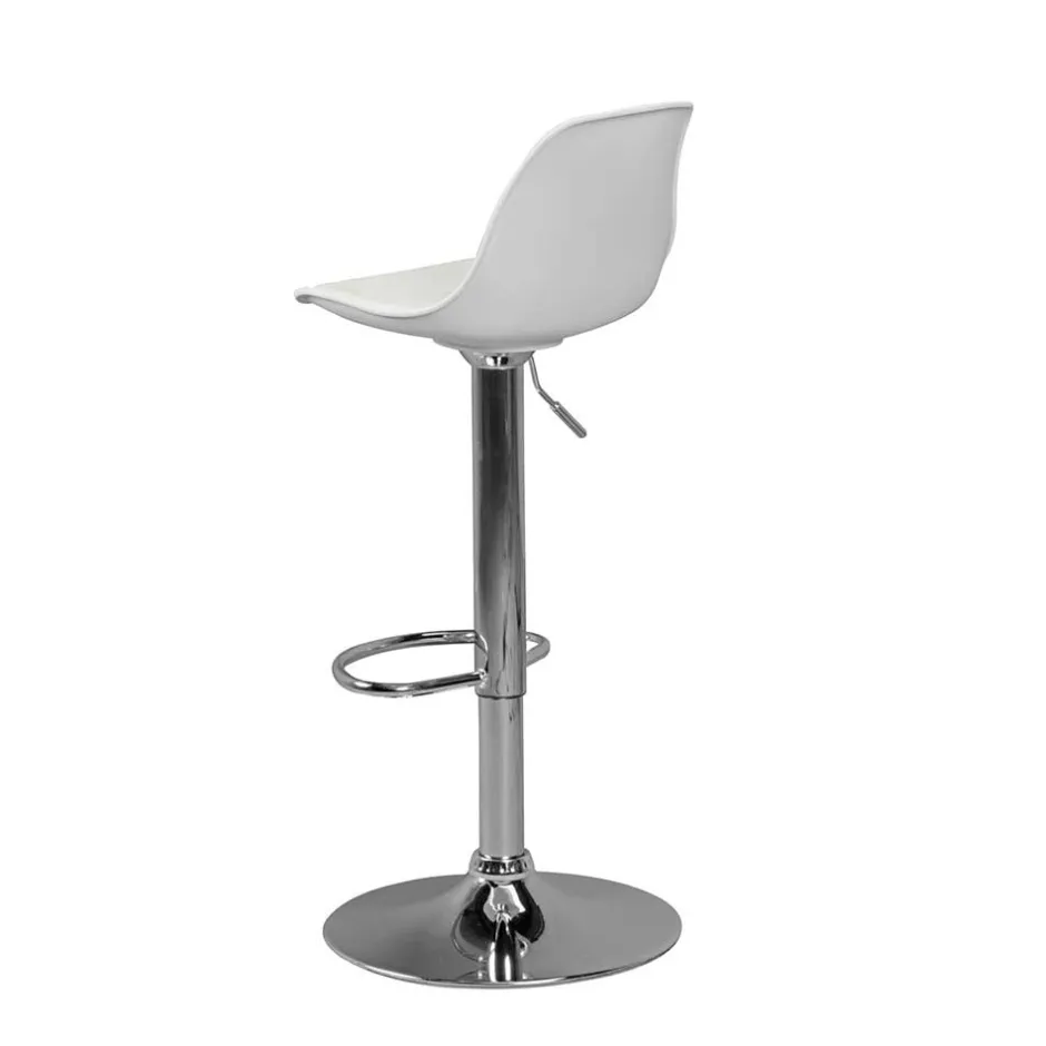 Wohnen Barstuhl mit Schalensitz in Weiß & Chrom - Vorgaz