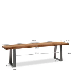 Wohnen Baumkanten Essbank aus Akazie Massivholz - Yukon