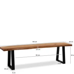 Wohnen Baumkanten Küchenbank mit Trapezbeinen - Pafigona