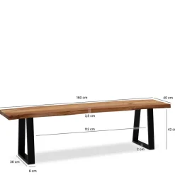 Wohnen Baumkanten Küchenbank mit Trapezbeinen - Pafigona