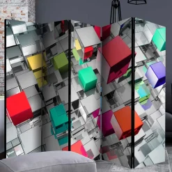 Bedruckter Paravent - Metallic Würfel Bunt Silber - Uvienta^Wohnen Best