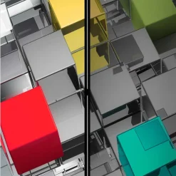 Bedruckter Paravent - Metallic Würfel Bunt Silber - Uvienta^Wohnen Best