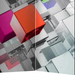 Bedruckter Paravent - Metallic Würfel Bunt Silber - Uvienta^Wohnen Best