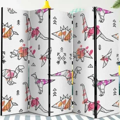 Bedruckter Paravent mit Origami Dinos - LittleBill^Wohnen Sale
