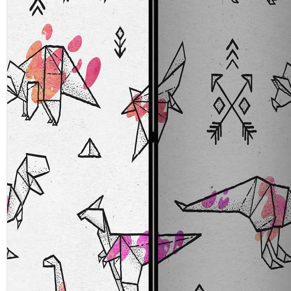 Bedruckter Paravent mit Origami Dinos - LittleBill^Wohnen Sale