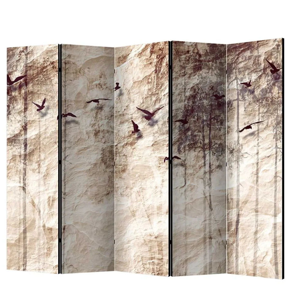 Bedruckter Paravent mit Vögel Bäume Motiv - Estoron^Wohnen Best