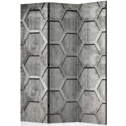 Bedruckter Paravent mit Wabenmuster in Grau - Heavens^Wohnen Online