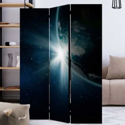 Bedruckter Paravent mit Weltraum Erde Motiv - Novaki^Wohnen New