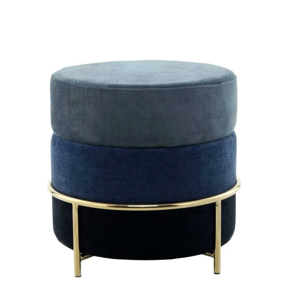 Wohnen Beistellhocker in Blautönen und Gold - Vadrus