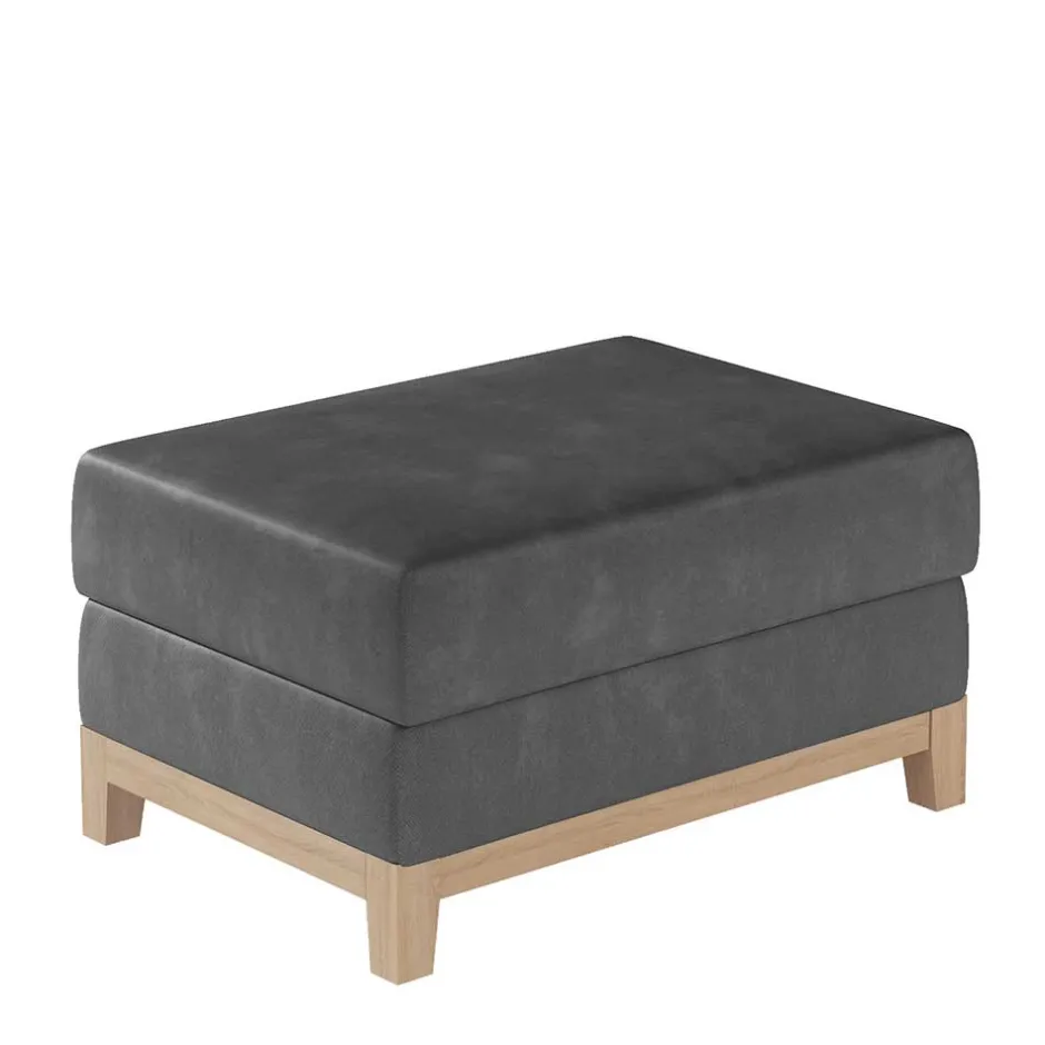 Beistellhocker in Dunkelgrau Samt - Bildo^Wohnen Clearance