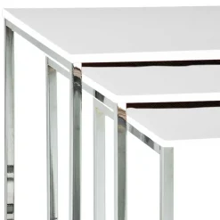 Wohnen Beistelltisch Atlantis in Hochglanz Weiß (dreiteilig)