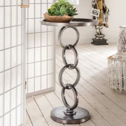 Beistelltisch auf Säulengestell in Ketten Optik - Glamoura^Wohnen Outlet