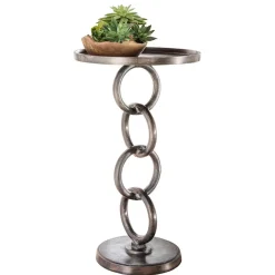 Beistelltisch auf Säulengestell in Ketten Optik - Glamoura^Wohnen Outlet