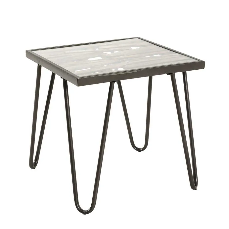 Wohnen Beistelltisch aus Glas & Holz & Stahl - Zilandra