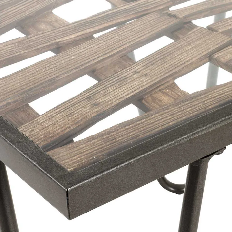 Wohnen Beistelltisch aus Glas & Holz & Stahl - Zilandra