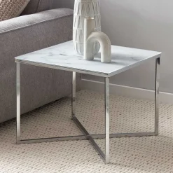 Wohnen Beistelltisch aus Glas in Marmoroptik - Annike